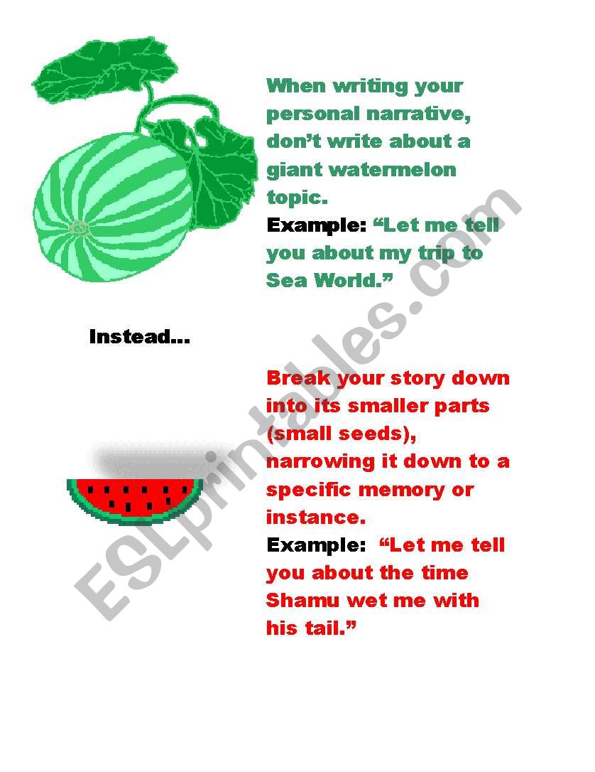 Small Seed vs. Watermelon worksheet