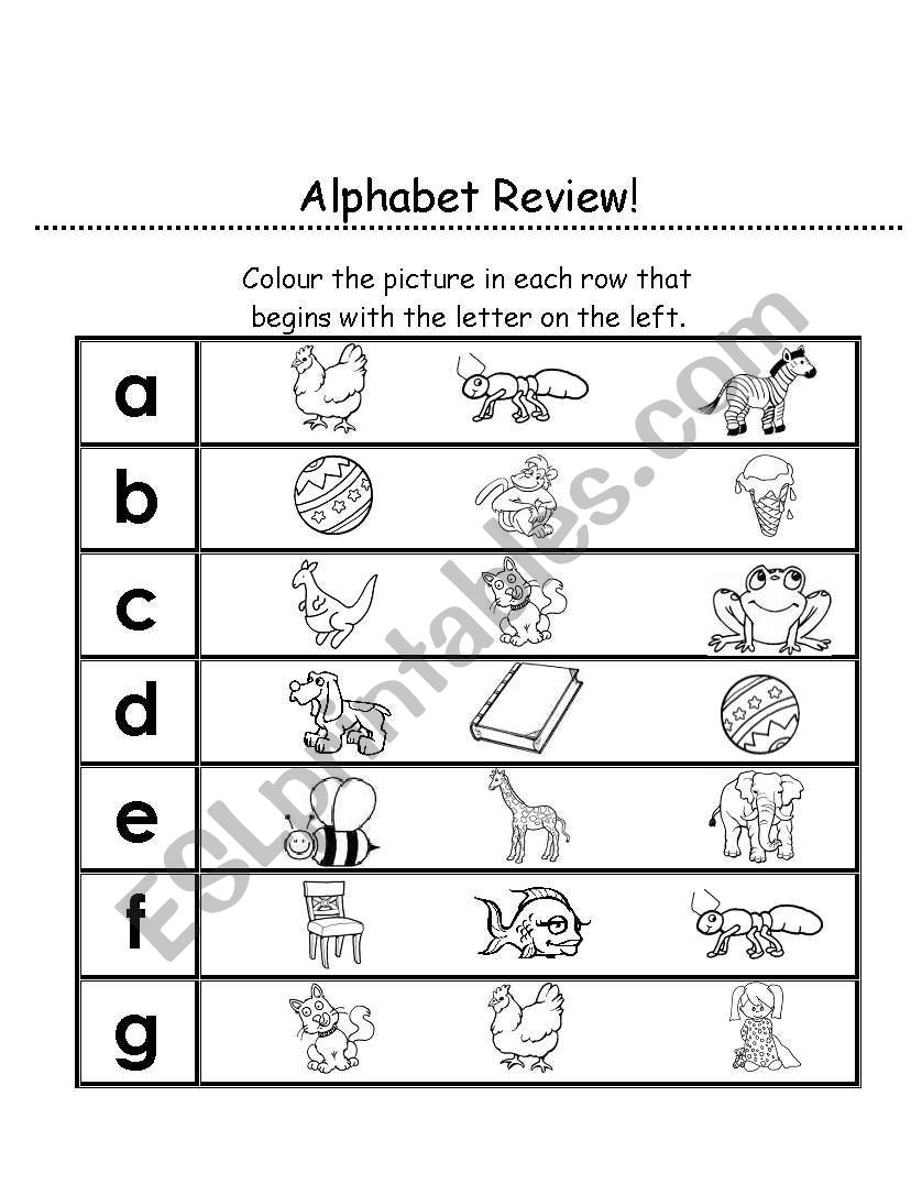 alphabet review worksheet