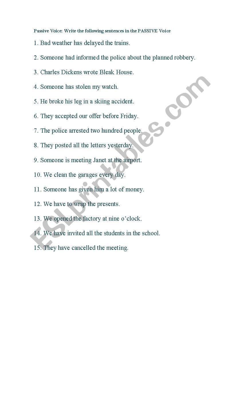 Passive Voice worksheet