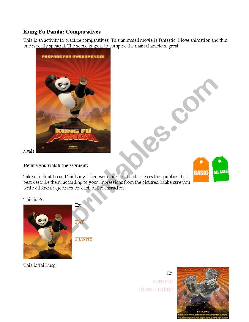 Movie related activities- Kungfupanda part 2