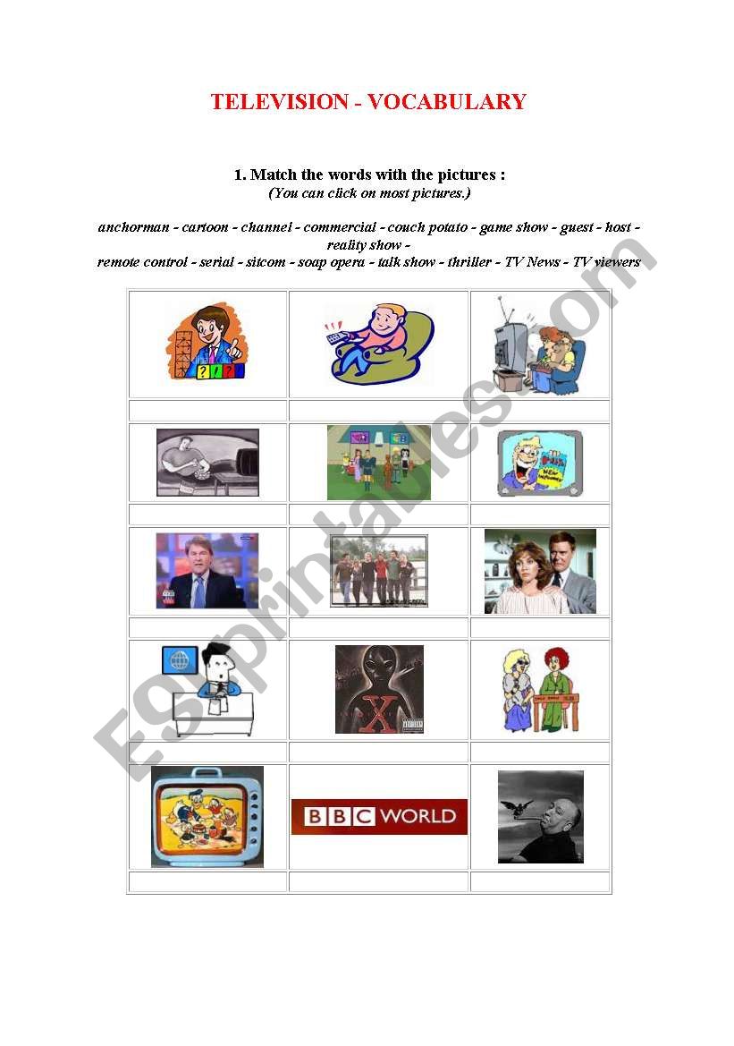 tv programmes worksheet