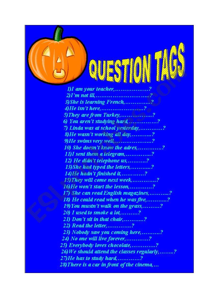 question tags worksheet