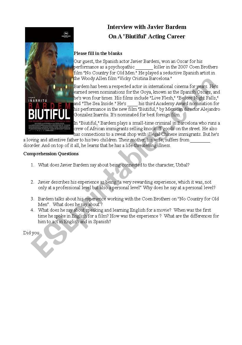 Interview with Javier Bardem NPR Fresh Air 