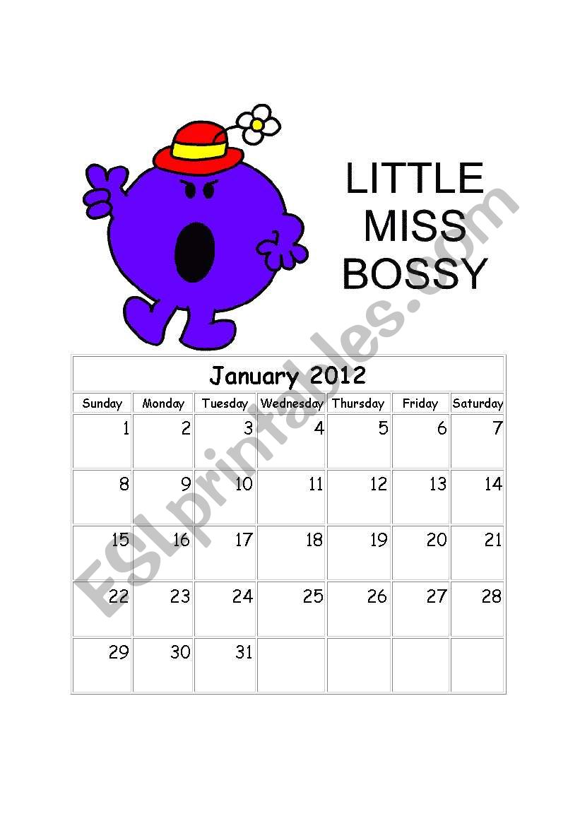 Mr Men Llttle Miss Calendar 2012