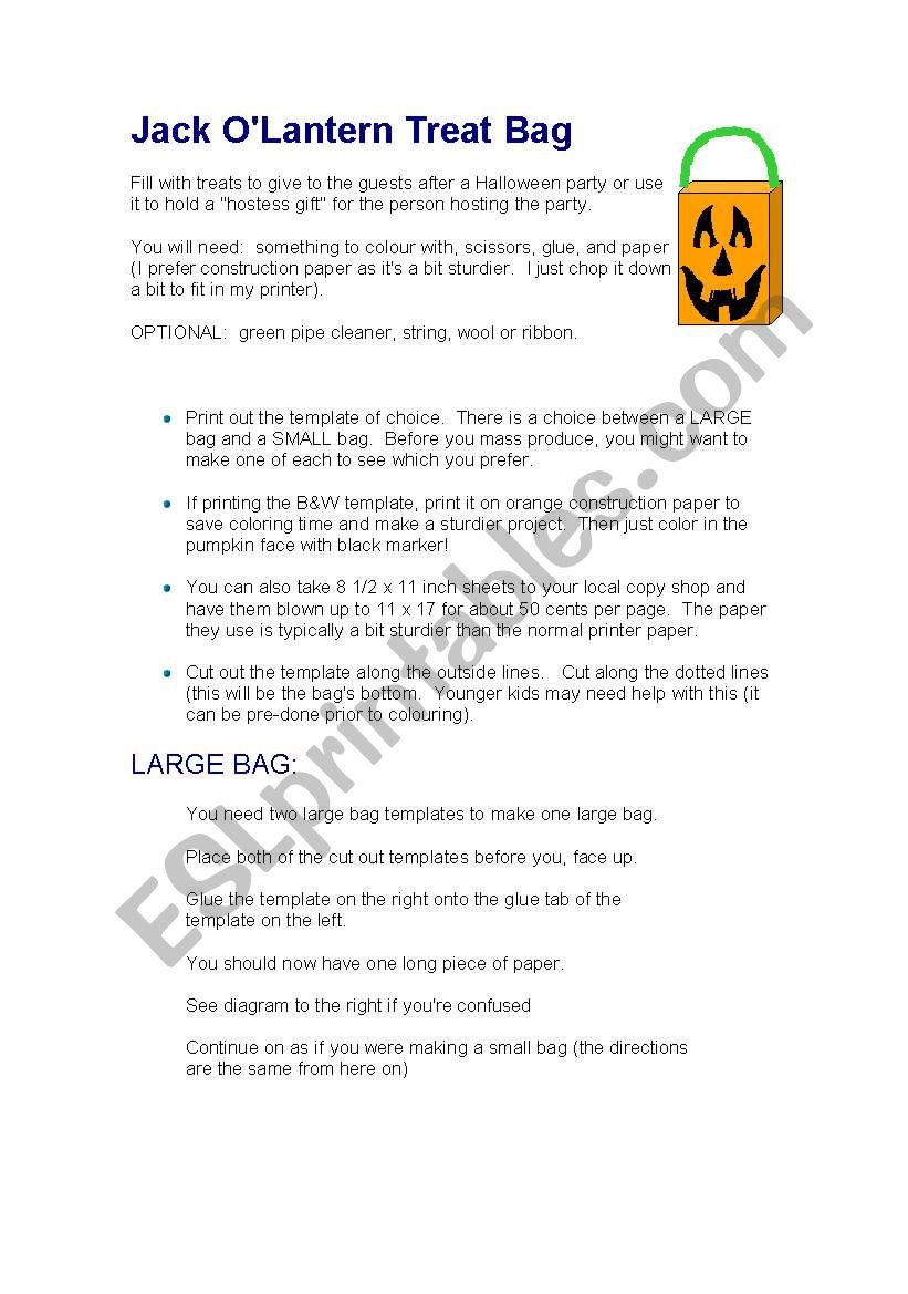 JACKO LANTERN BAG worksheet