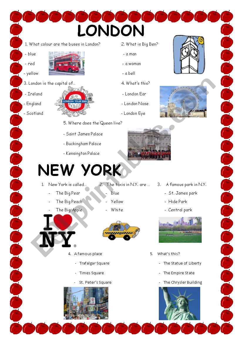 LONDON - NEW YORK worksheet