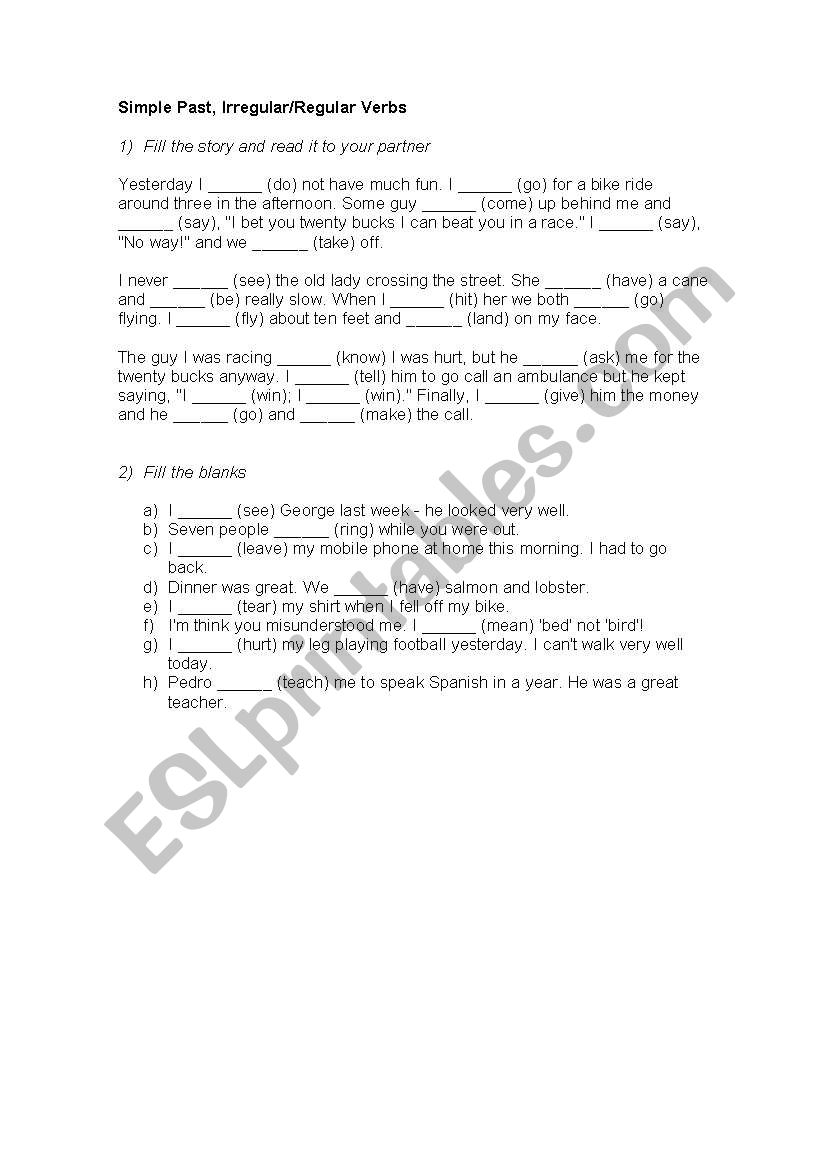 Simple past worksheet