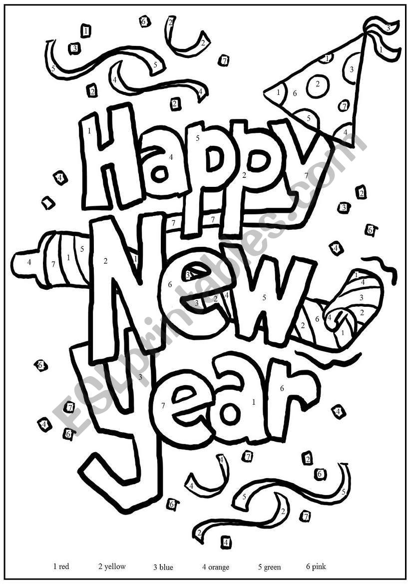 Happy New Year Colouring Page worksheet