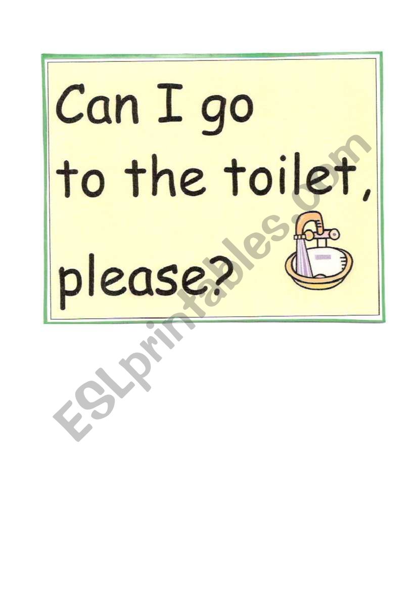 Can I go to the toilet card worksheet