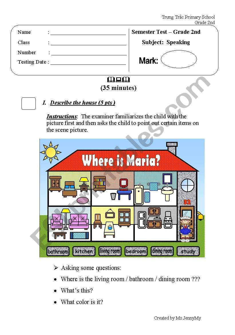 Speaking Exam_Semester Test worksheet