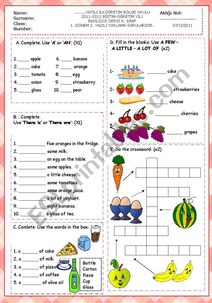 6th grade 1st term second exam 