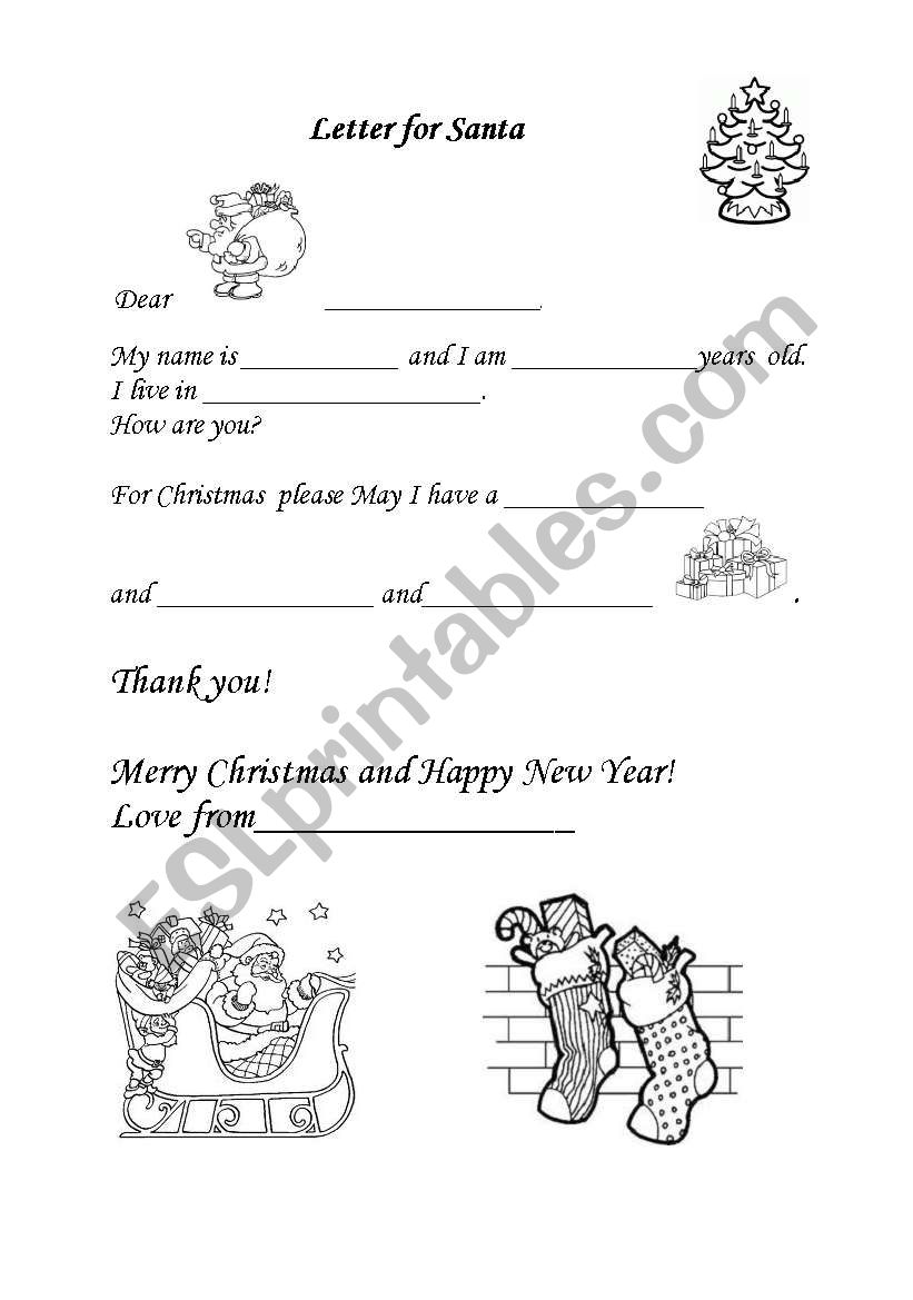 Letter for Santa worksheet