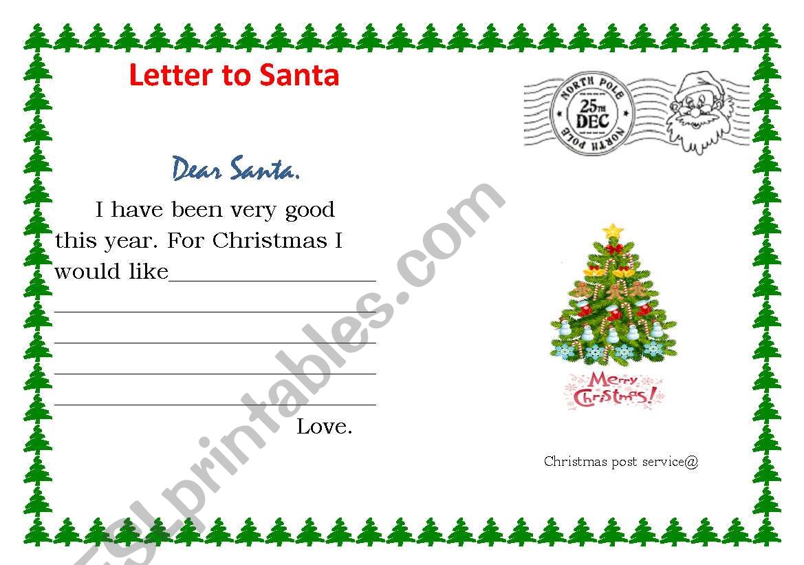 Christmas letter worksheet