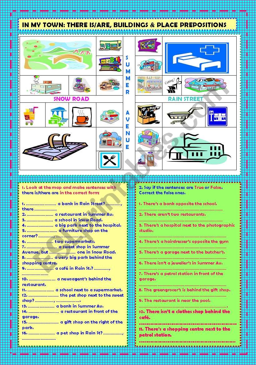 In my town: there is, are, buildings & place prepositions - ESL ...