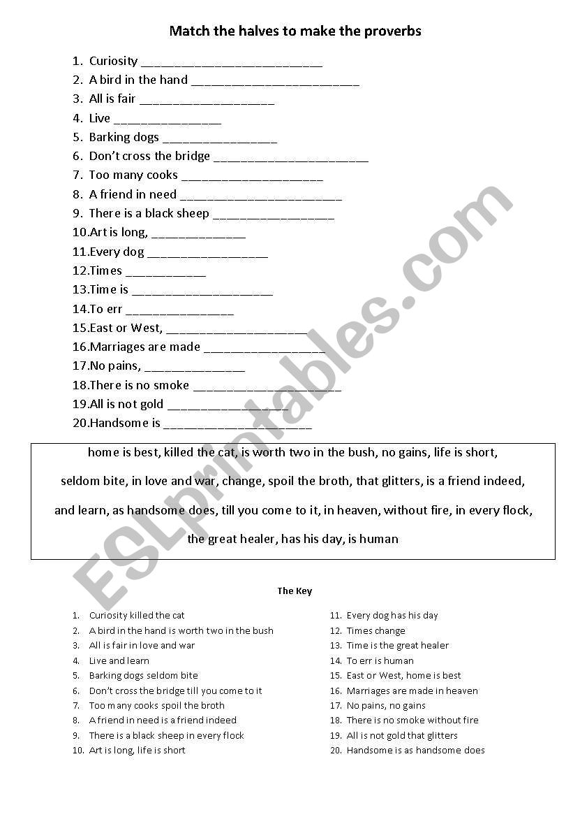 Proverbs worksheet