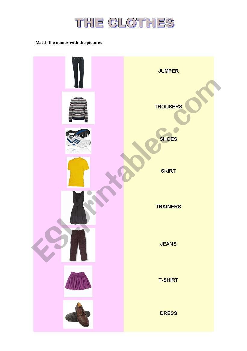 Clothes worksheet