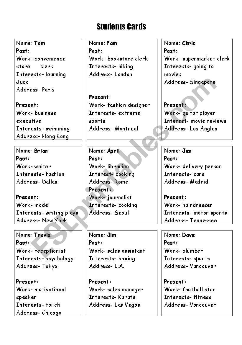 School Reunion worksheet