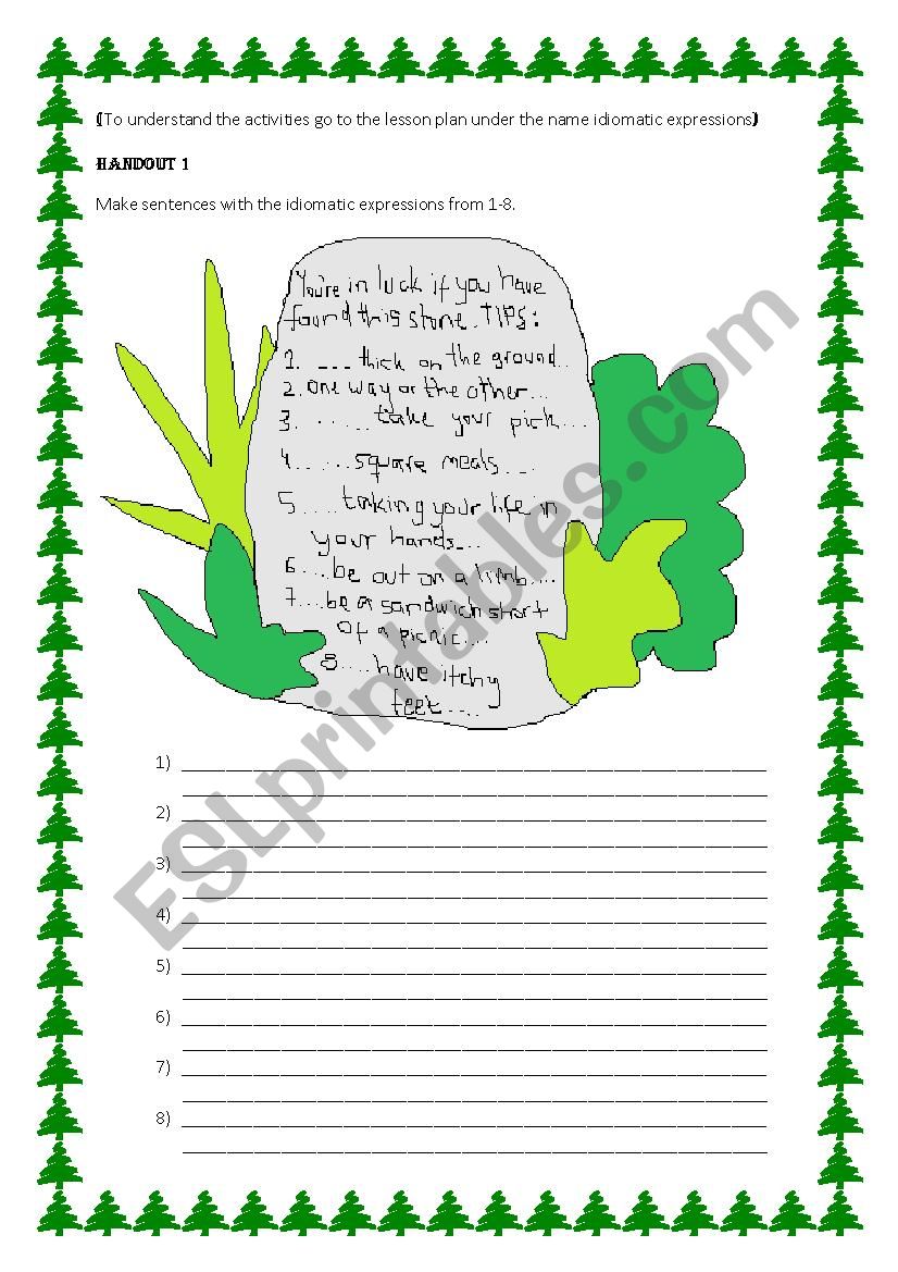 IDIOMATIC EXPRESSIONS worksheet