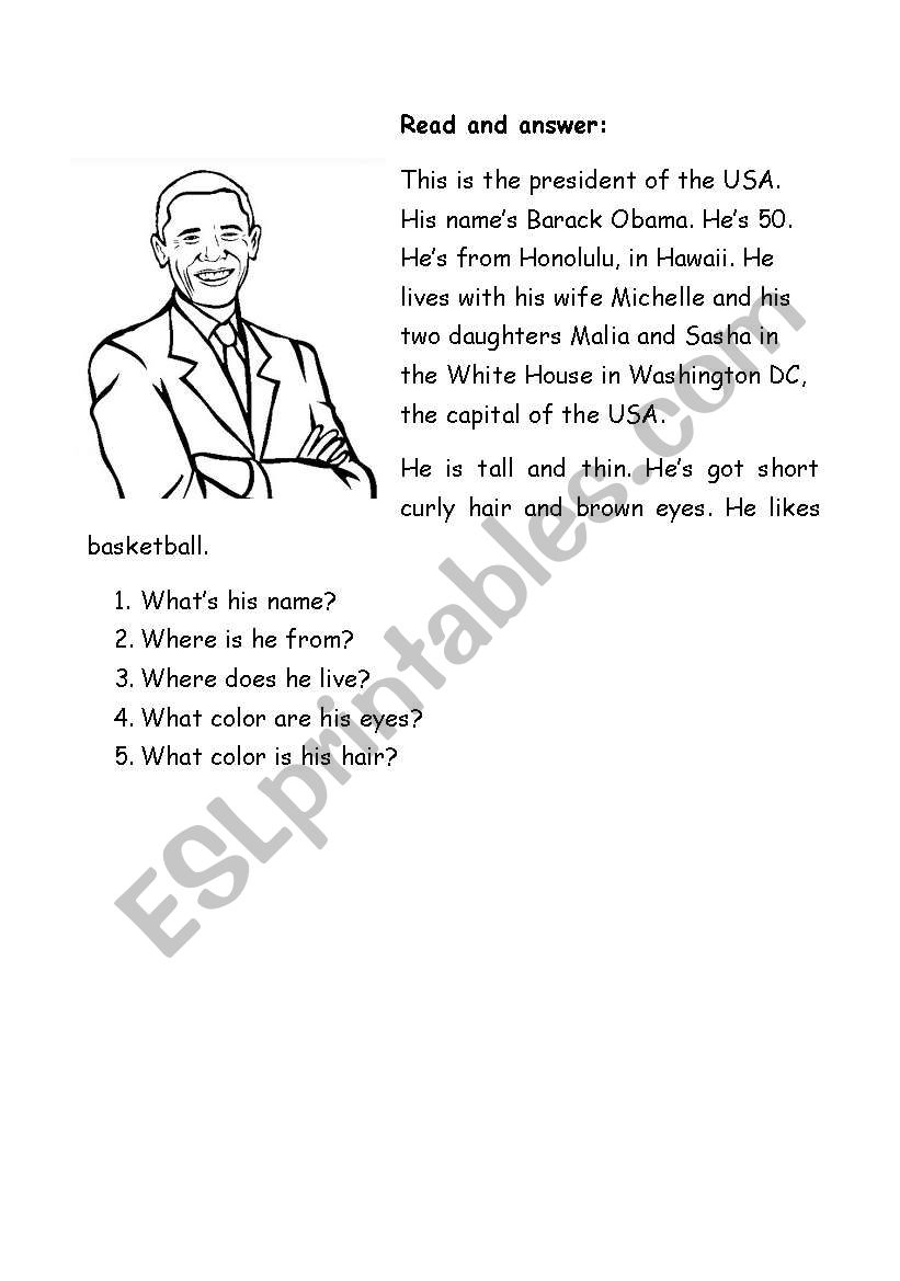The Queen and the President worksheet