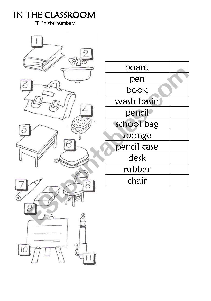 IN THE CLASSROOM worksheet