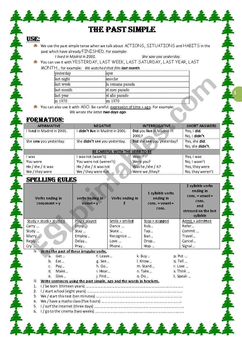 past simple and christmas worksheet