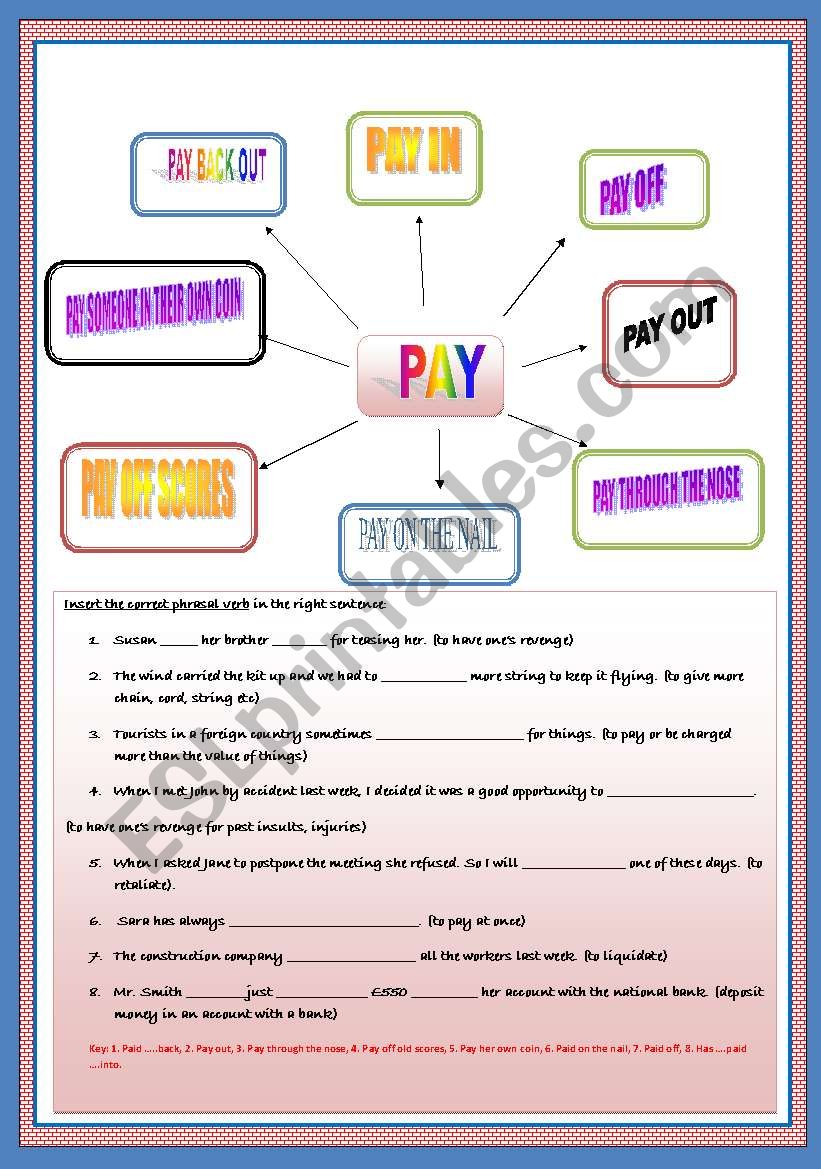 PHRASAL VERB PAY worksheet