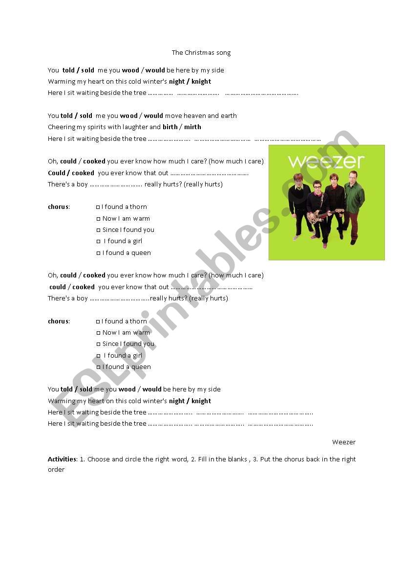 The Christmas song worksheet