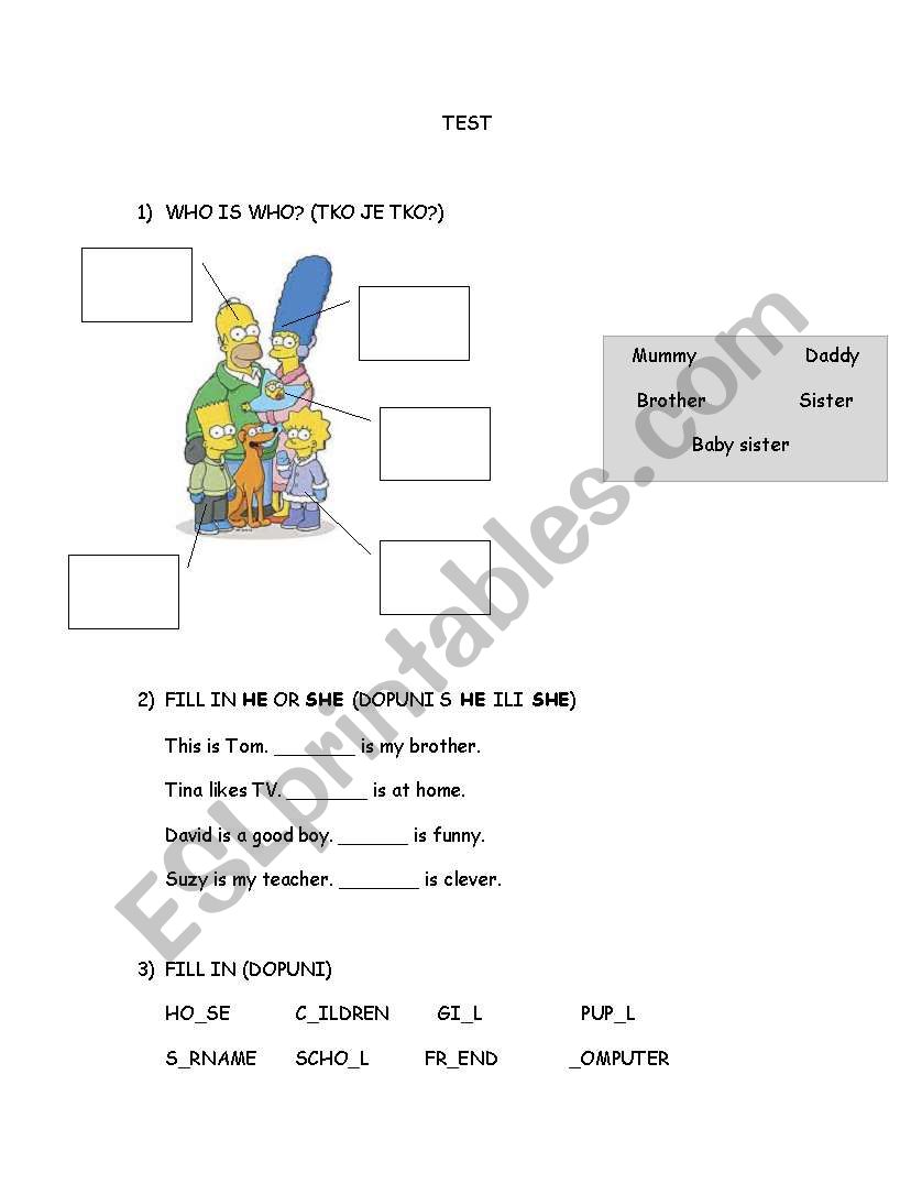 test - elementary worksheet