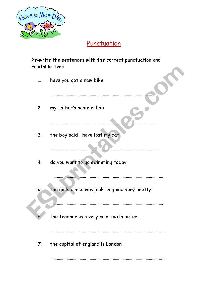 Punctuation worksheet worksheet