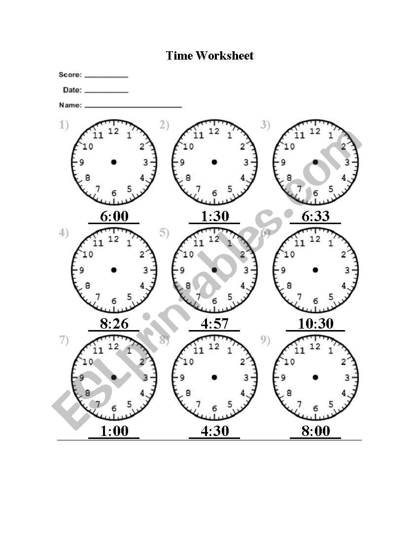 time worksheet