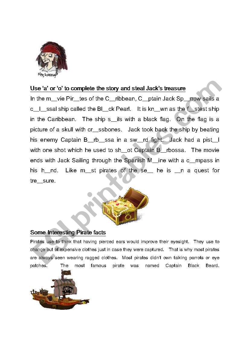 Pirates worksheet