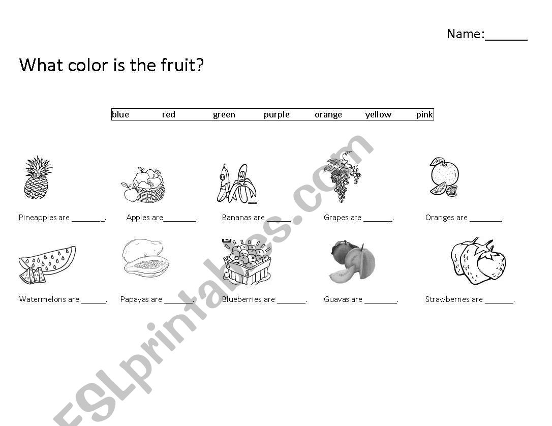 What color is the fruit? worksheet