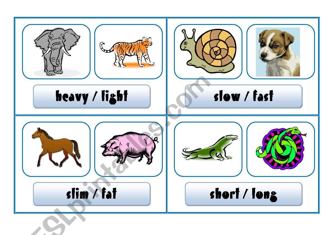 COMPARISON SPEAKING CARDS - animals II (part 7)