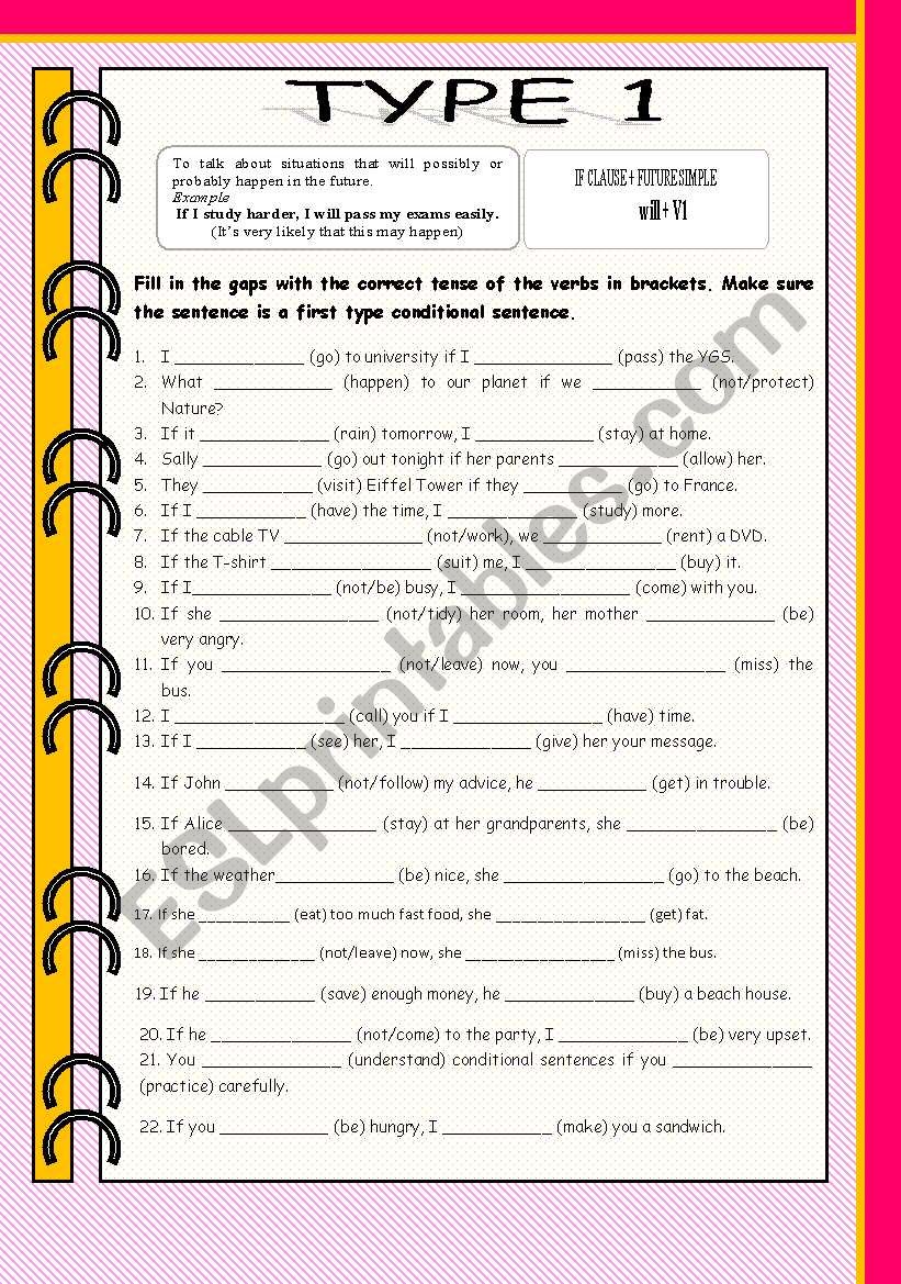 if clause type 1 worksheet worksheet