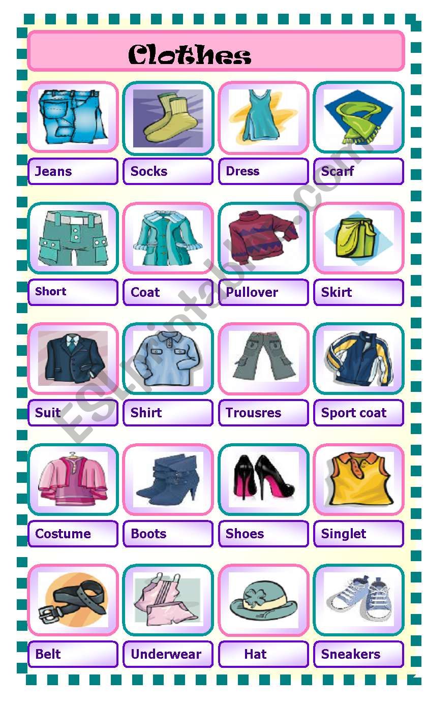 clothes worksheet