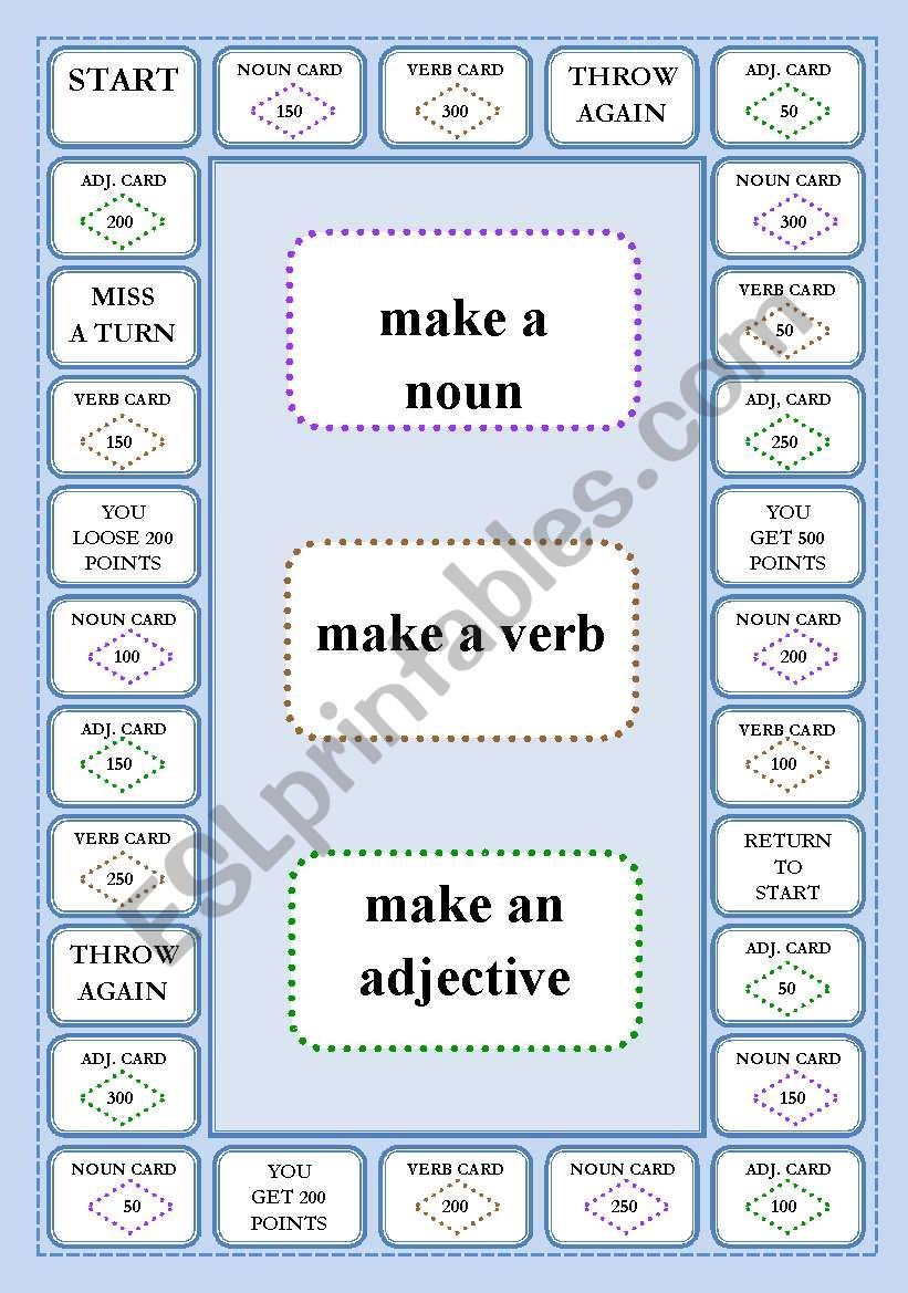 WORD FORMATION - A BOARD GAME worksheet