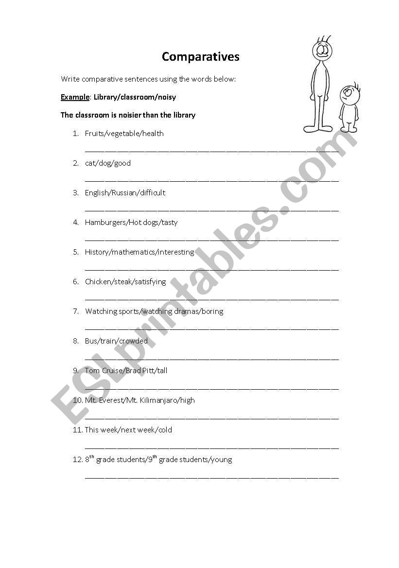 Comparatives worksheet