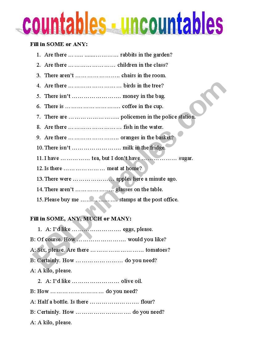 Quantifiers worksheet