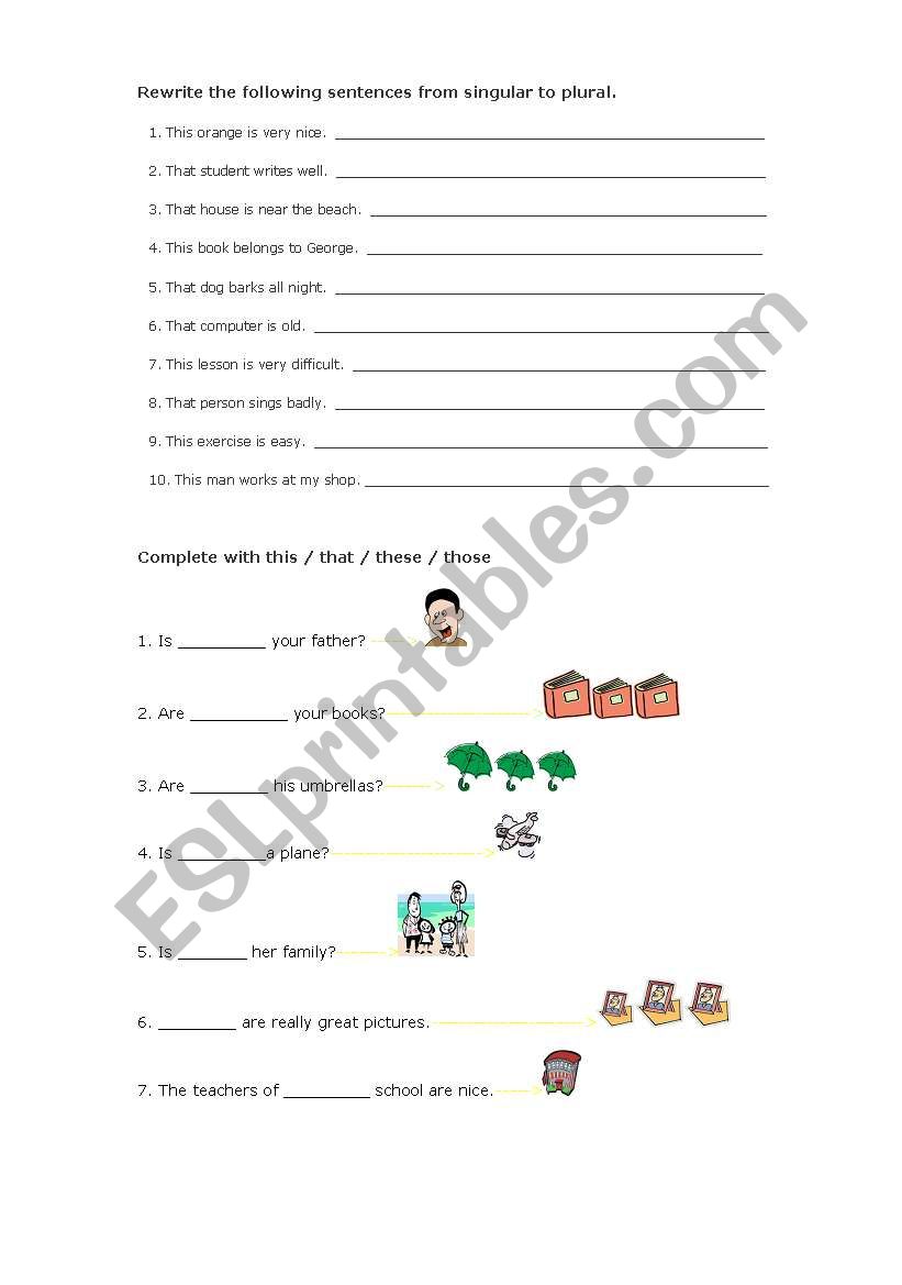 This that these those worksheet