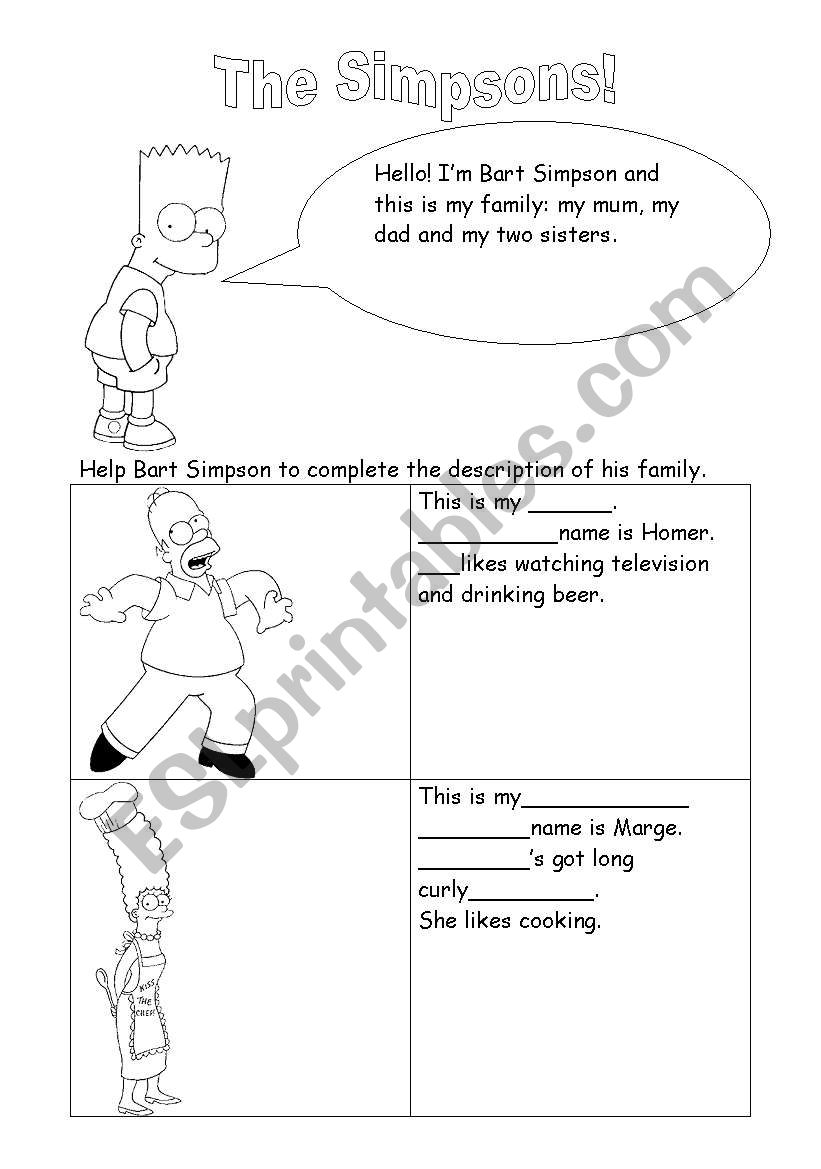 The Simpons worksheet