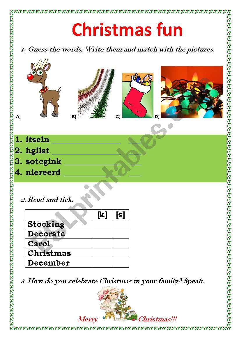 Christmas fun worksheet