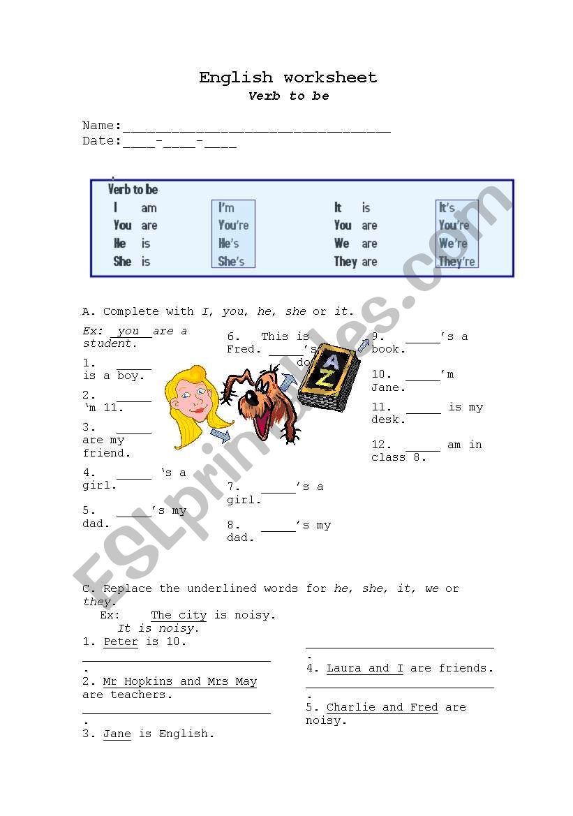 Fill-in-gaps verb to be worksheet