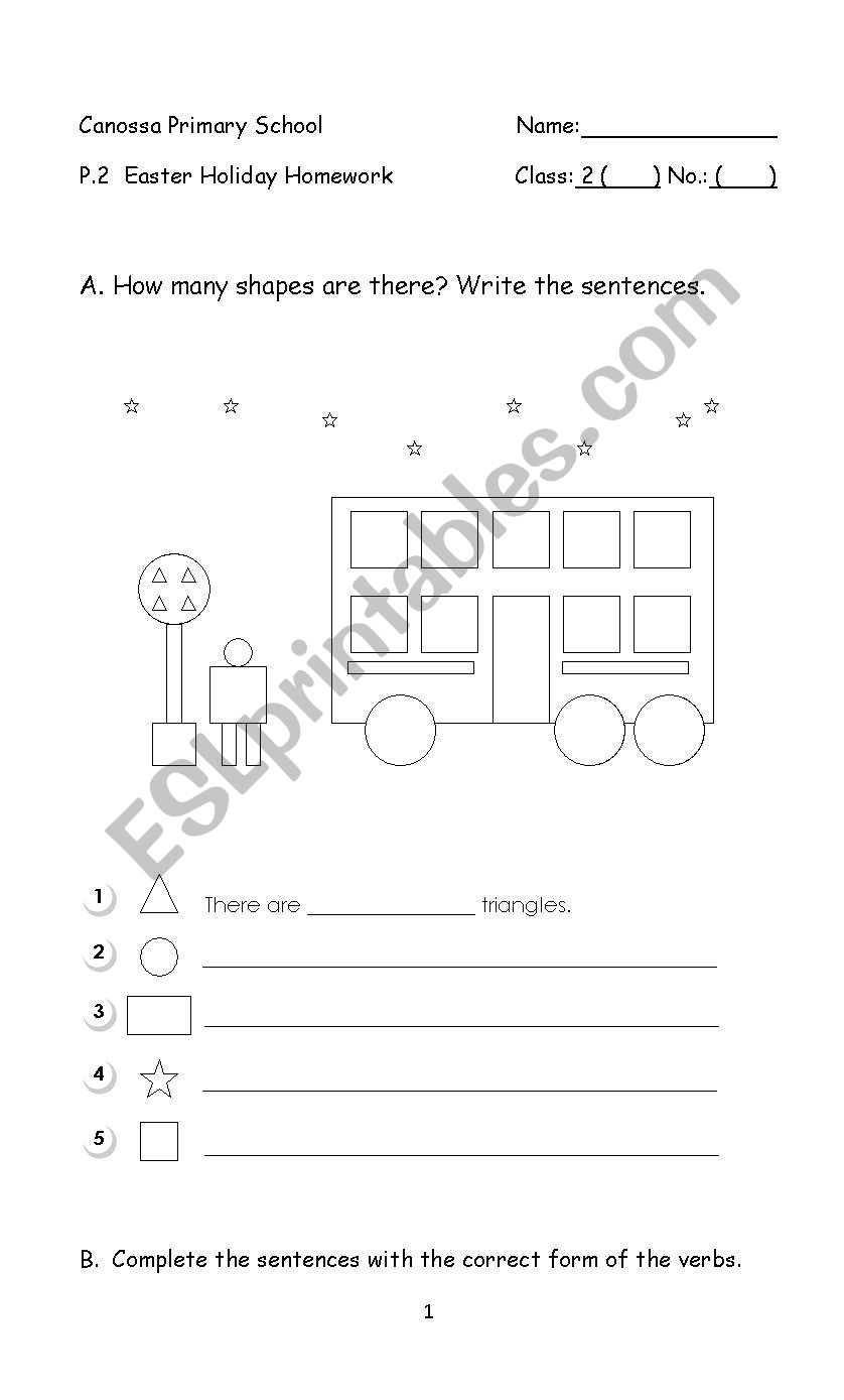 shapes and tenses worksheet