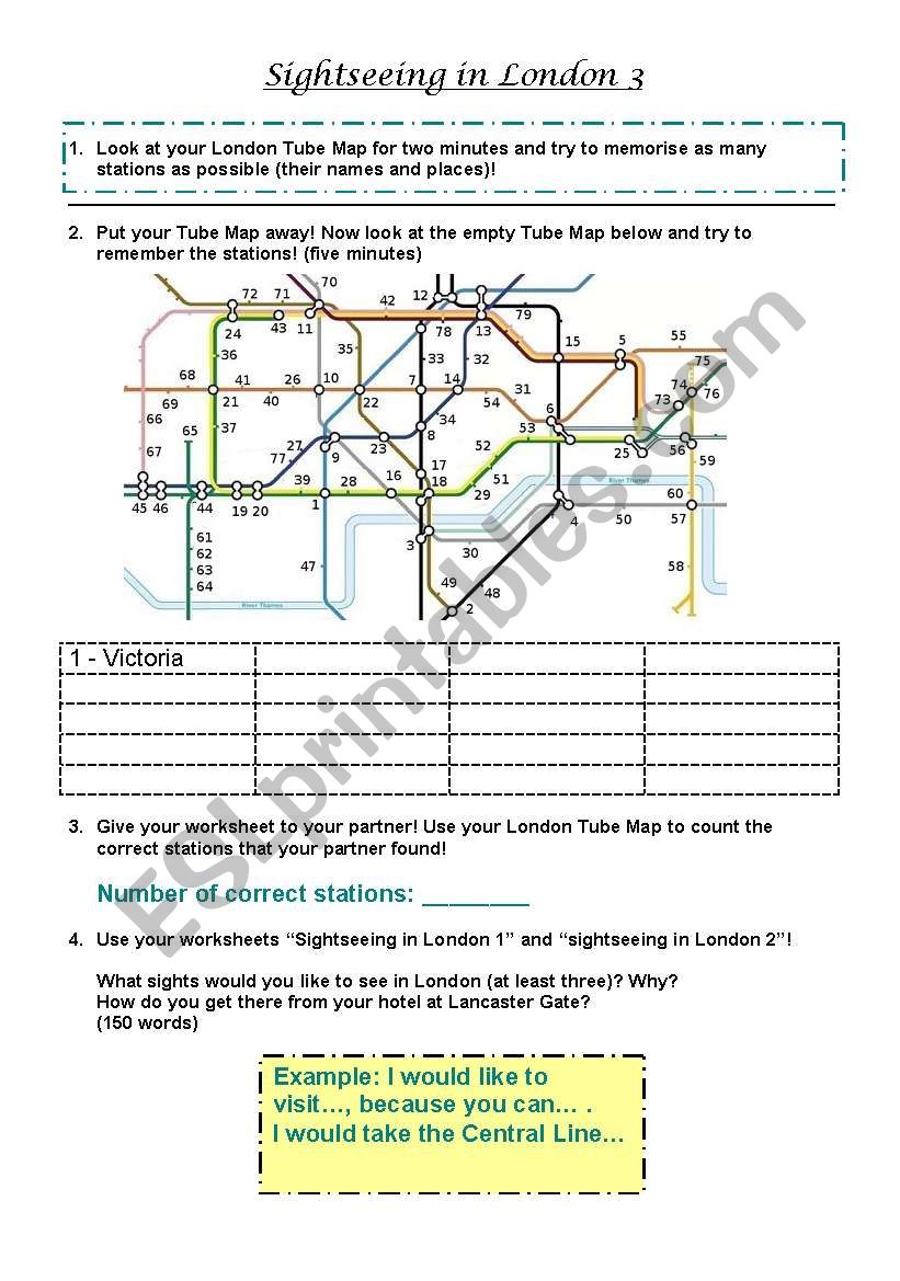 Sightseeing in London 3 worksheet