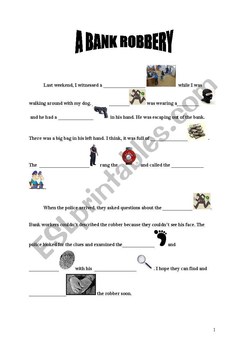 a bank robbery worksheet