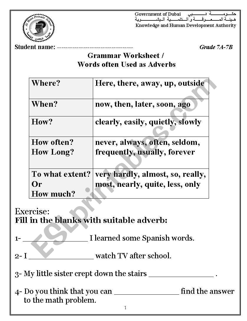 Grammar worksheet worksheet