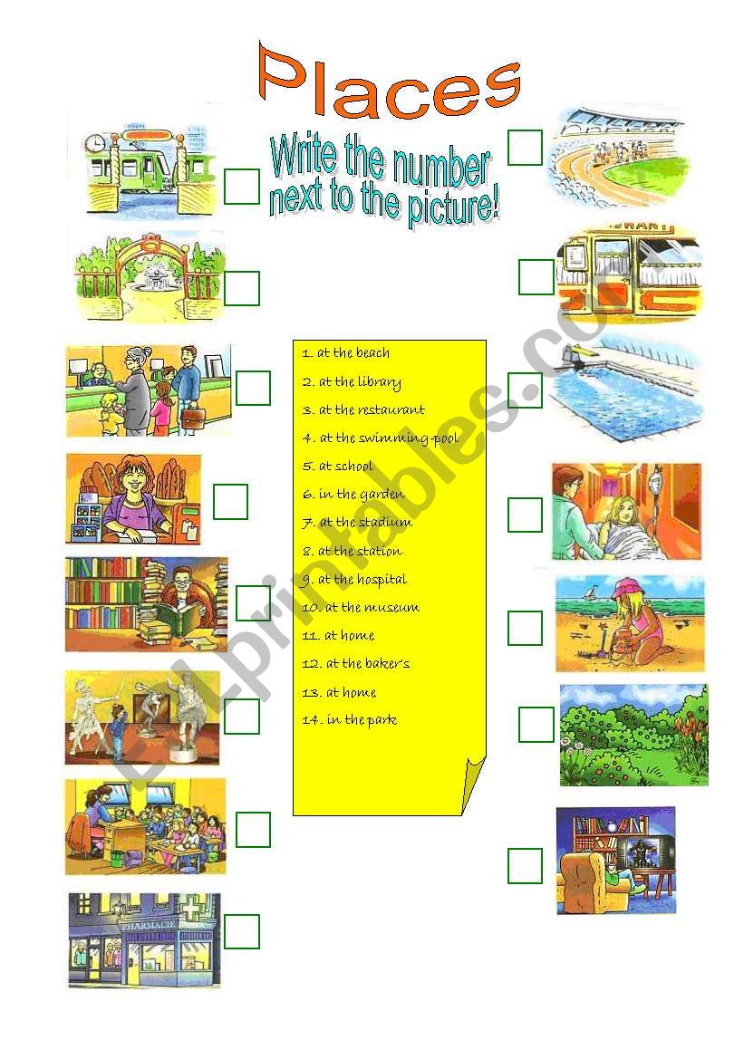 PLACES! worksheet