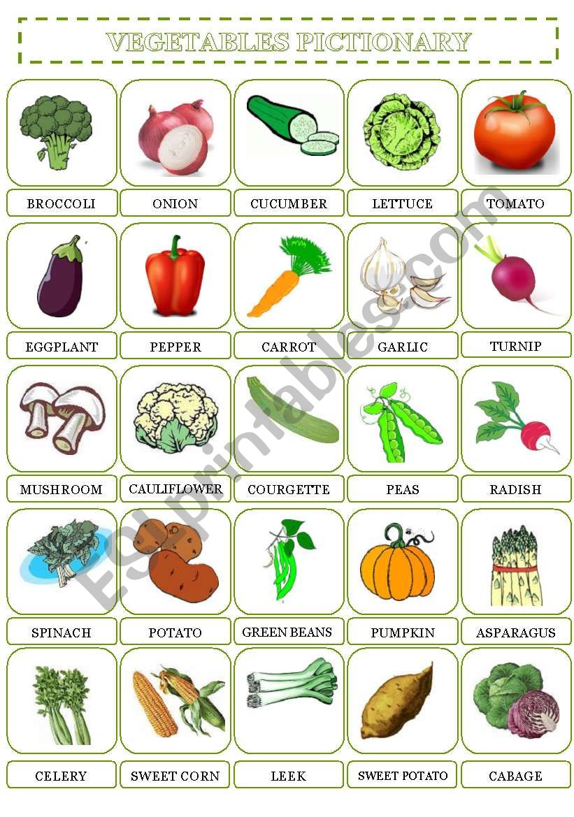 Vegetables Pictionary worksheet