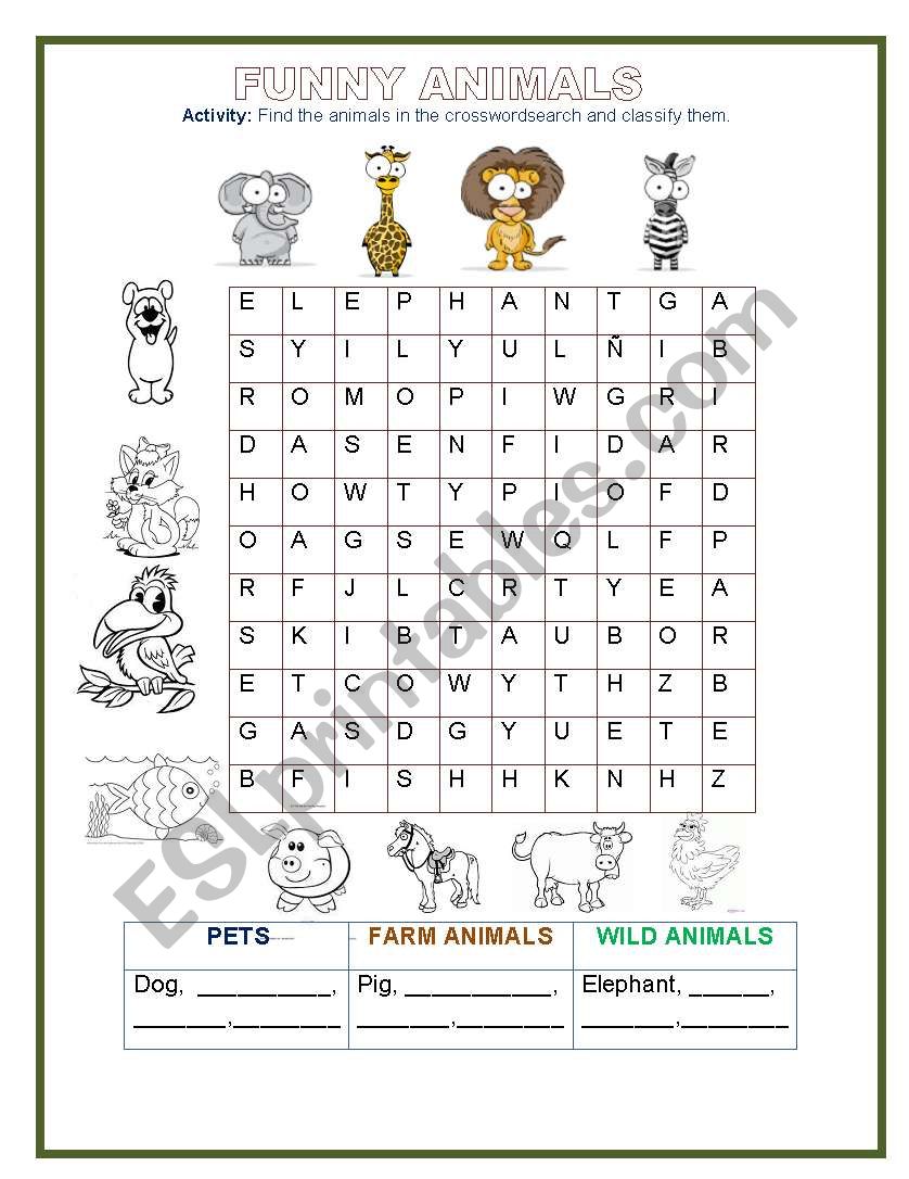 Funny Animals worksheet