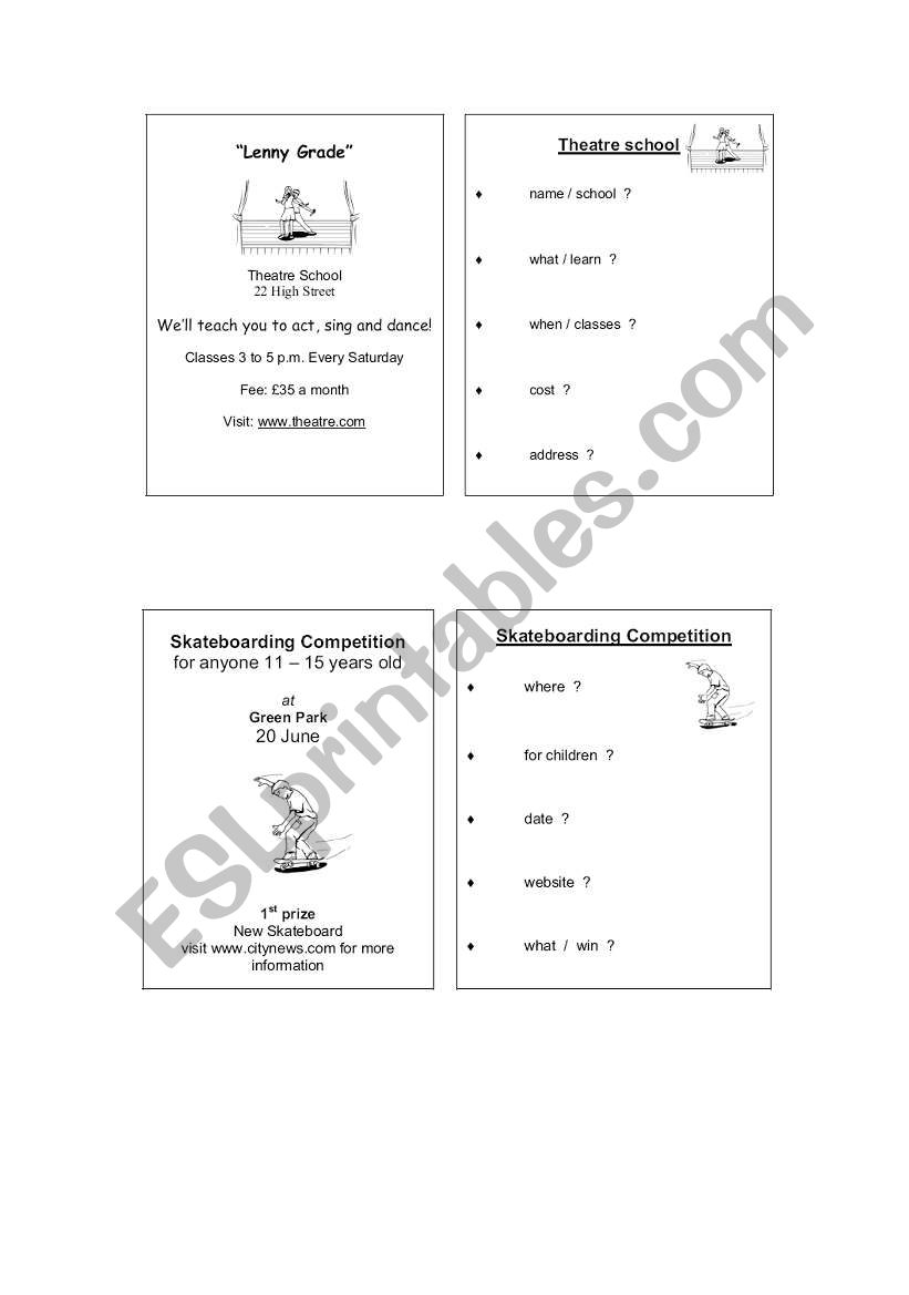 Ket Speaking cards worksheet